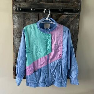 Women's Vintage Adidas Full Zipper Jacket Pastel Colour Block